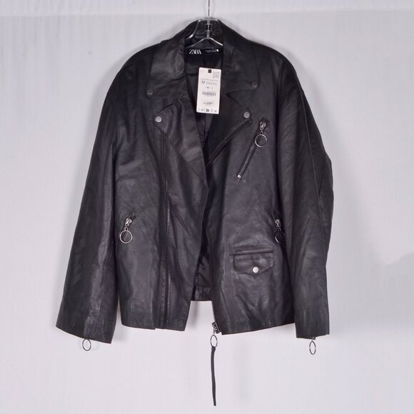 Zara Oversized Sheep Leather Biker Jacket - Picture 4 of 10